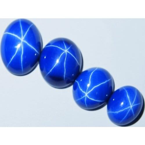 5 carats blue star sapphire 9*11 mm 3Piece/a lot Oval Flatback Cabochon blue Star Ruby sapphire for ring making
