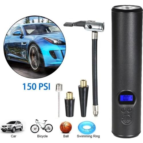 Portable Air Compressor Li-ion 12V 150PSI Mini Air Inflator Hand Held Tire Pump with Digital LCD LED Light for Car Bicycle RV