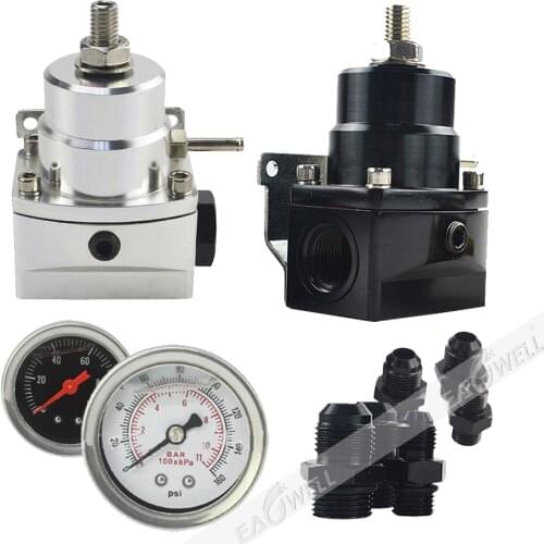 AN8 High pressure fuel regulator w/ boost - 8AN 8/8/6 EFI Fuel Pressure Regulator with gas gauge Vacuum boost port