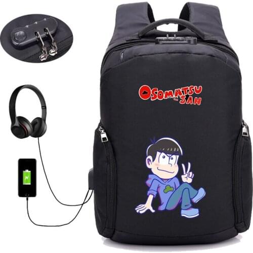 Anime Osomatsu-san backpack Anti-theft USB Charging Backpack student bookBag Teenager men women Travel package
