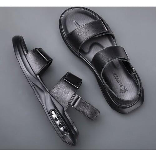 Brand Summer Mens Sandals Genuine Leather Men Slippers Gladiator Men Beach Sandals Soft Comfortable Outdoors Wading Shoes