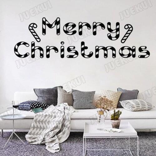 Merry Christmas Holiday Candy Cane Pattern Wall Stickers for Nursery Girls Room Lovely Decor Vinyl Decals Shop Home Murals TA60