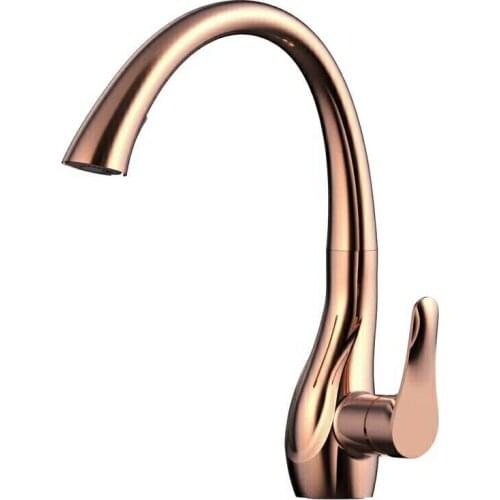 Free ship Single Hole / handle deck mounted rose gold color Pull Out Kitchen Faucets mixer tap Solid brass