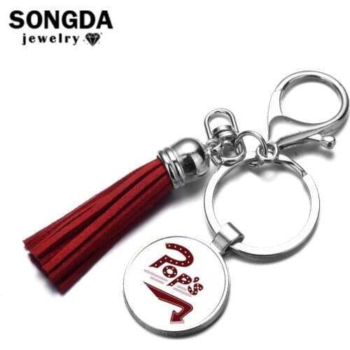 SONGDA Riverdale Charm Keychain Leather Tassel with Glass Cabochon Lettering POPs Photo Key Chain Fans Jewelry for Women and Men