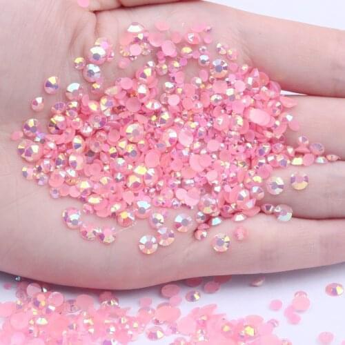 Resin Rhinestones Pink AB Color 2mm-6mm 10000-50000pcs Round Flatback Glue On Strass Beads For Jewelry Making DIY Decorations