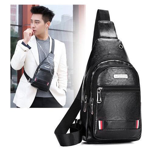 Mens Fashion Crossbody Bag Theftproof PU Leather Chest Bags for Men Shoulder Bags Casual Outdoor Sports Chests Waist Pack Purse