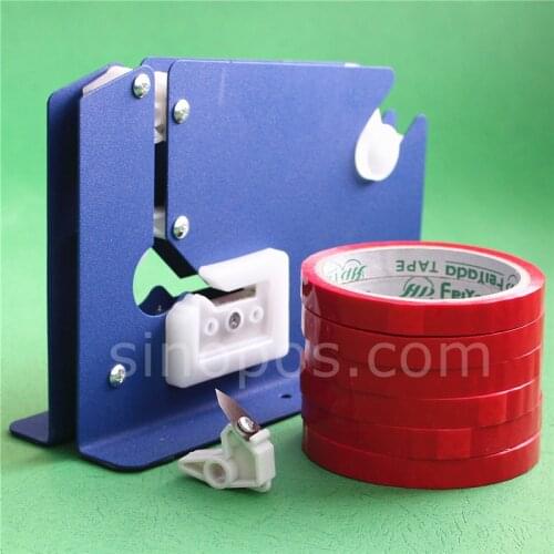 Heavy Duty Bag Taper With Trimmer Combo, metal House bag neck sealer + 6 rolls 12mm + extra cutter, tape dispenser fastener tie