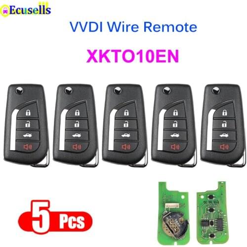 5pcs/lot Xhorse Wire Universal Remote Key XKTO10EN 4 Buttons for VVDI Key Tool /VVDI2 English Version for Toyota