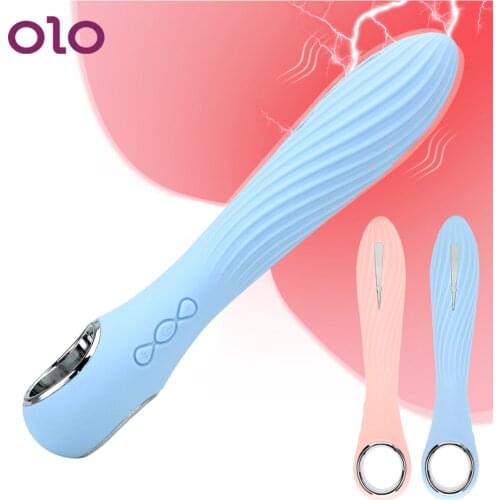 OLO Electric Shock Vibrator 12 Speed Electric Shock Pulse Dildo Vibrator G-Spot Clit Stimulator Sex Toys for Women Masturbator