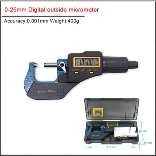 0-25mm Outside micrometr diameter of digital display ,High precision outer diameter measuring instrument accuracy 0.001mm