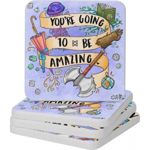 You're Going To Be Amazing Diatomite Square Round Coaster Non Slip Cup Bonsai Mat Soap Toothbrush Pad 10x10cm