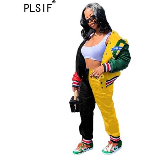 Yellow O Neck Long Sleeve Crop Top And Pants 2 Pieces Set Casual Lady Fashion Women Tracksuits