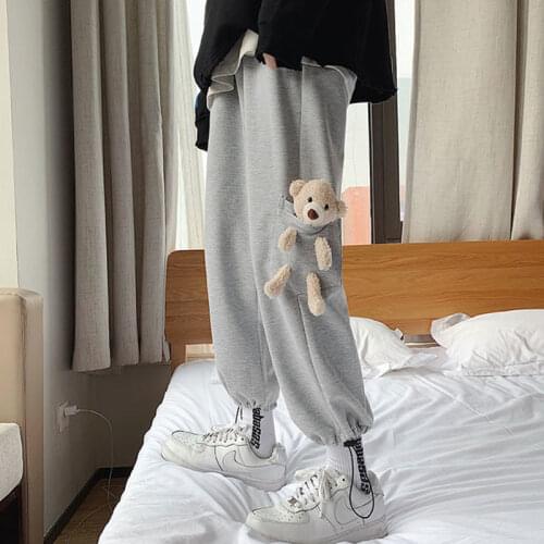 Cubs Wide Leg Pants 2021 Womens Loose Elastic Waist Fashion Ankle-Length Trousers Korean Style Undefined High Harem Pants