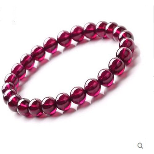 6-10mm Women Femme Fashion Stretch Bracelet Jewelry Genuine Natural P Garnet Stone Crystal Quartz Round Bead Bracelet