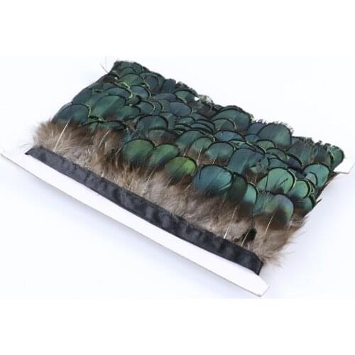 1 meter Natural Pheasant Peacock feathers Ribbon Fringe Decorative feather Trims for Wedding Dresses Clothing Sewing Accessory