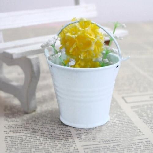 10pcs White Baby Shower Candy Boxes For Wedding Colored Metal Candy Buckets Pails Round Small Mini Metal Candy Box Birthday Kids