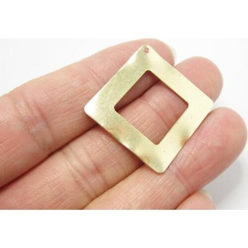 Brass earrings dangle charm 34x34mm Wavy brass square pendant Geometric findings -10pcs R1136