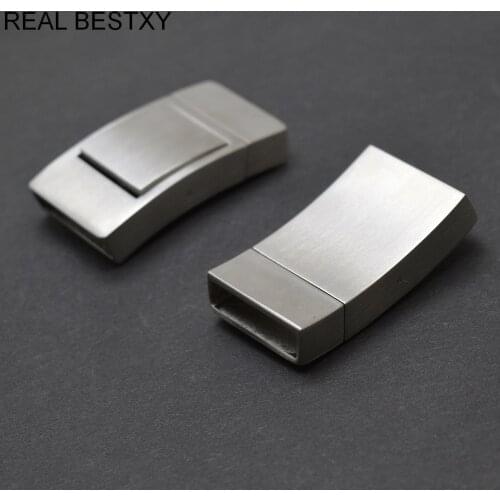 2pcs/Lot Hole Size: 18.5*4mm Stainless Steel Press Open Wide Clasps for Leather Bracelets Man Making Wide Closures Hot Selling