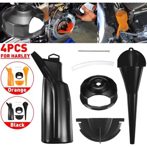 4Pcs Primary Case Oil Fill + Drip-free Oil Funnel + Crankcase Fill Funnel For Harley Davidson For Softail For Dyna For Touring