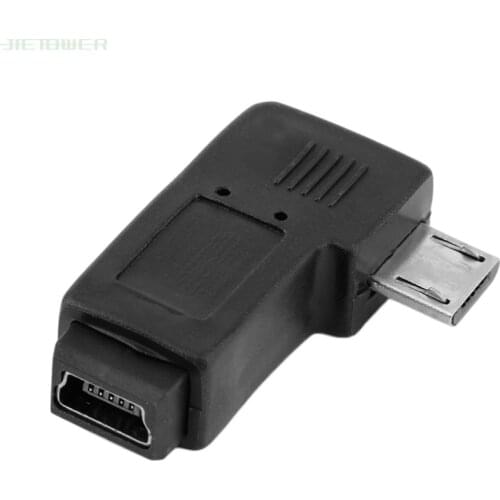 500pcs/lot Black 5Pin Female SB Mini To Micro 5Pin Male 90 Degree Angle Right Adapter Converter