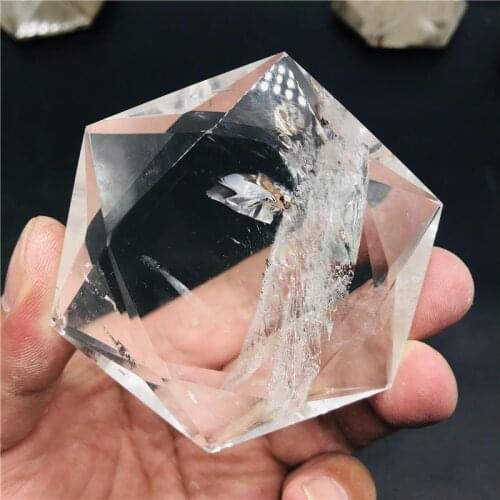 60-65mm Natural white quartz carving six - pointed star crystal reiki healing spirit
