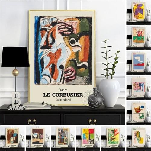Le Corbusier Icone Et Nature Morte Abstract Exhibition Museum Poster, Cubism Retro Art Canvas Painting, Expressionism Home Decor