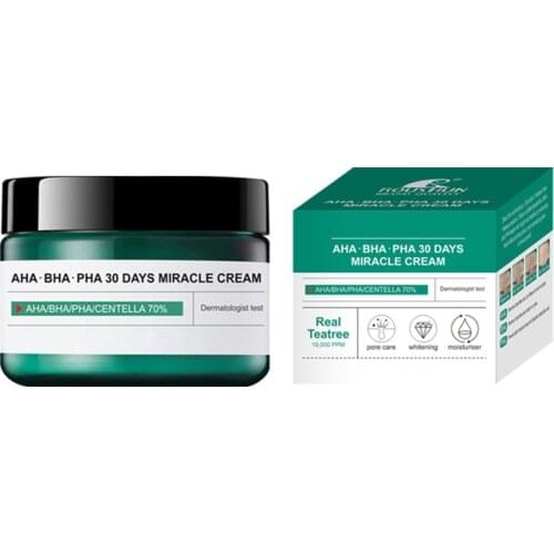 AHA BHA PHA 30 Days Miracle Cream Tea Tree + Centella 70% Facial Cream Moisturizing Whitening Oil Control Firming Soothing Skin