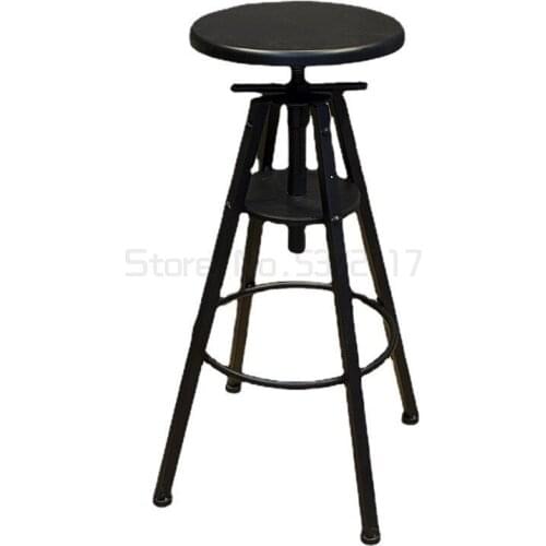 American style bar stool black solid wood seat height adjustable American old bar chair