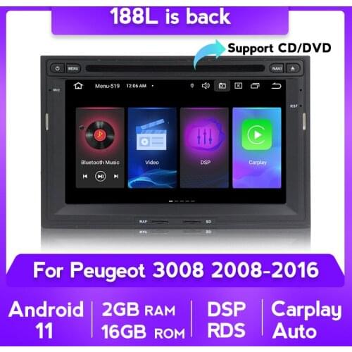 MEKEDE DSP Android 11 Car DVD Radio Multimedia GPS Navigation Player For PEUGEOT 3008 5008 Partner CITROEN Berlingo 2010-2016 BT