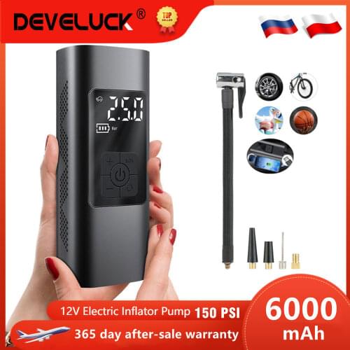 Car Electrical Air Pump Portable Wireless Compressor Tire Inflatable deflate Inflator LED USB Charge Car Motorcycle Bicycle ball