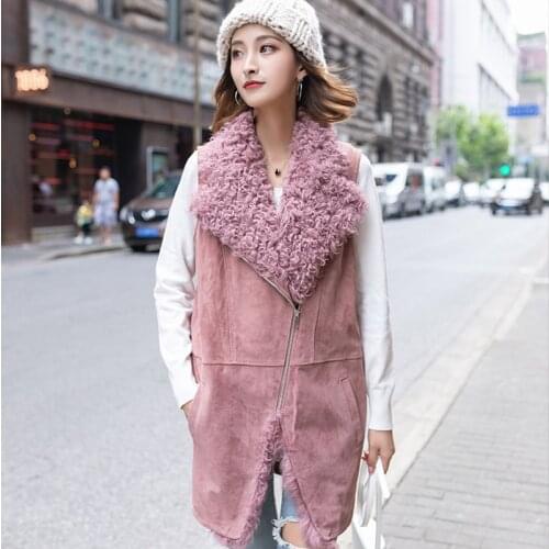 Free shipping Women Genuine real sheep Fur Vest Winter autumn real leather vest lady fashion fur vest Tuscany fur