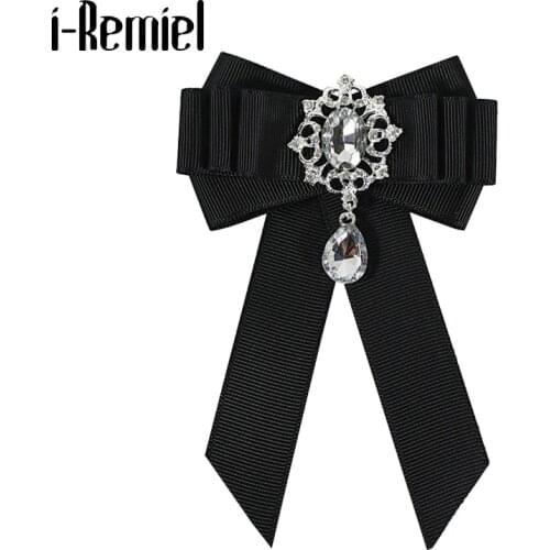 I-Remiel Red Velvet Ribbon Bowtie Bow Brooch Collar Pins And Brooches Blouse Womens Clothing Accessories Fashion Jewelry Broche