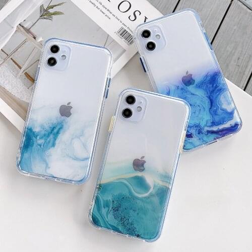 Fashion Luxury Colorful marble Transparent phone case For iphone 12 Mini 11 Pro XS MAX X XR 7 8 plus SE Silicone Glitter cover