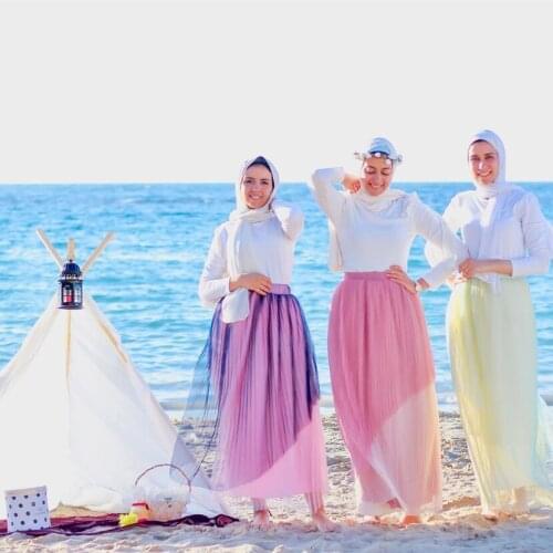 Modest Islamic Clothing Muslim Fashion Women Skirt Adult Pleated Skirt Elastic Waist Abaya Turkey Ropa Arabe Mujer Long Skirts