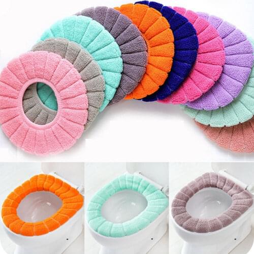 Hot Sale Comfortable Velvet Coral Bathroom Toilet Seat Cover Washable Closestool Standard Pumpkin Pattern Soft Cushion