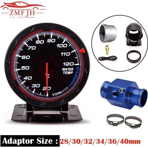 Red & White Lighting 60MM Temperature Gauge 20--120 C Water Temp Meter Black Face Car Water Temp Gauge with Sensor Adapter