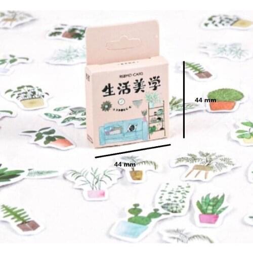 46pcs Boxed Plant Stickers Stationery Stickers Scrapbooking Student Reward Handbook Diary Label DIY Album Sticker Adhesive Label