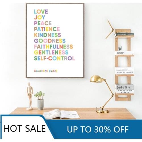 Fruit Of The Spirit Inspirational Quote Wall Art Canvas Painting Posters Prints Nursery Bible Verse Kids Christian Scripture Dec