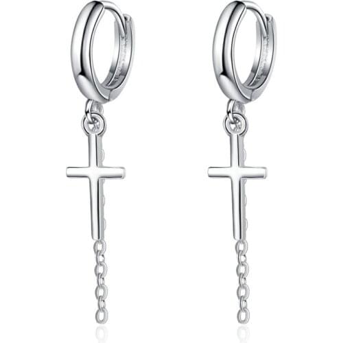 Classic Cross Pendant Earrings Women Jewelry Trendy Silver Color Tassel Drop Earring Female Princess Party Accessories
