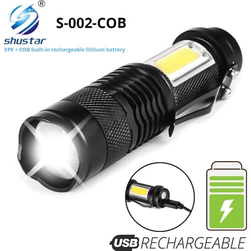 Mini Rechargeable LED Flashlight Use XPE + COB lamp beads 100 meters lighting distance Used for adventure, camping, etc