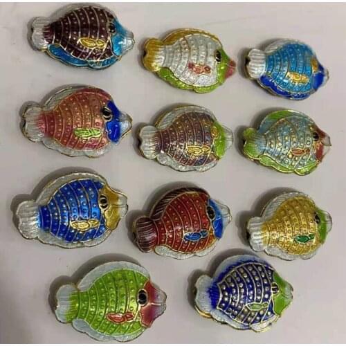 Handmade Fancy Cloisonne Enamel Filigree Fish Beads DIY Jewellery Making Copper Accessory Necklace Earrings Bracelets 5pcs/lot