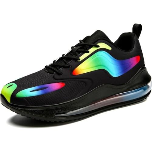 2021 New Running Shoes Men Air Cushion Breathable Mesh Sports Shoes Tennis Sneakers Rainbow Soft Bottom Fashion Shoes 39-46