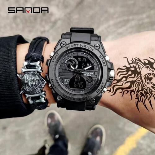 SANDA G Style Sports Mens Watches Top Brand Luxury Military Quartz Watch Men Waterproof S Shock Digital Clock Relogio Masculino
