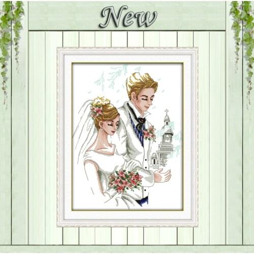 Wedding couple beautiful bride diy painting counted printed on canvas DMC 11CT 14CT kits Cross Stitch embroidery needlework Sets