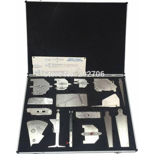 16pcs Welding Gauge Tool Kit With Brief Case Type Taper Gage HI-LO Test Ulnar Pipe Pit Ruler MG-8 Cam Welder Inspection