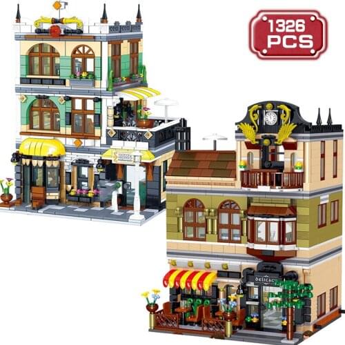 Technical Architectural DIY Model Set Building Block MOC European House Street View Enlighten Bricks Toys for Kids Adult Gifts