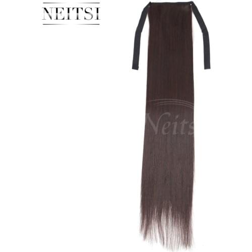 Neitsi 22'' 1pc Straight Ponytail Clip In Cabelos Pince Cheveux M2/33 Color Hairpiece Hair Extensions
