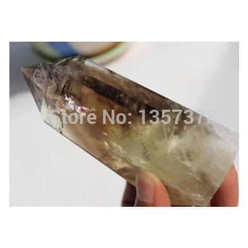 Huij 0087 A++ NATURAL Citrine Smokey QUARTZ CRYSTAL WAND POINT HEALING
