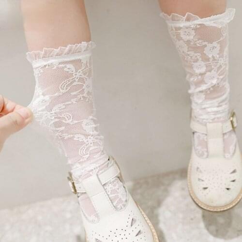 Solid Color Baby Girls Socks Cute White Lace Infant Knee High Socks Summer Breathable Newborn Girls Long Socks