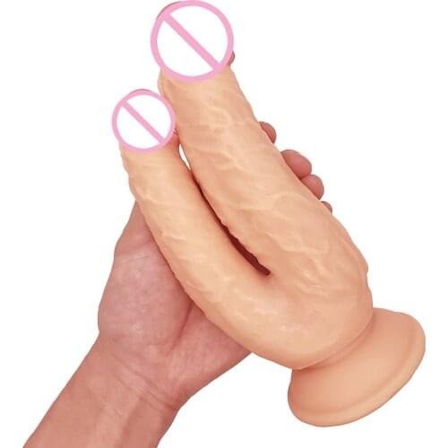 Double Penetration Huge Double Headed Dildos Stimulation of Vagina and Anus Soft Penis Dual Ended Phallus Sex Toys for Women